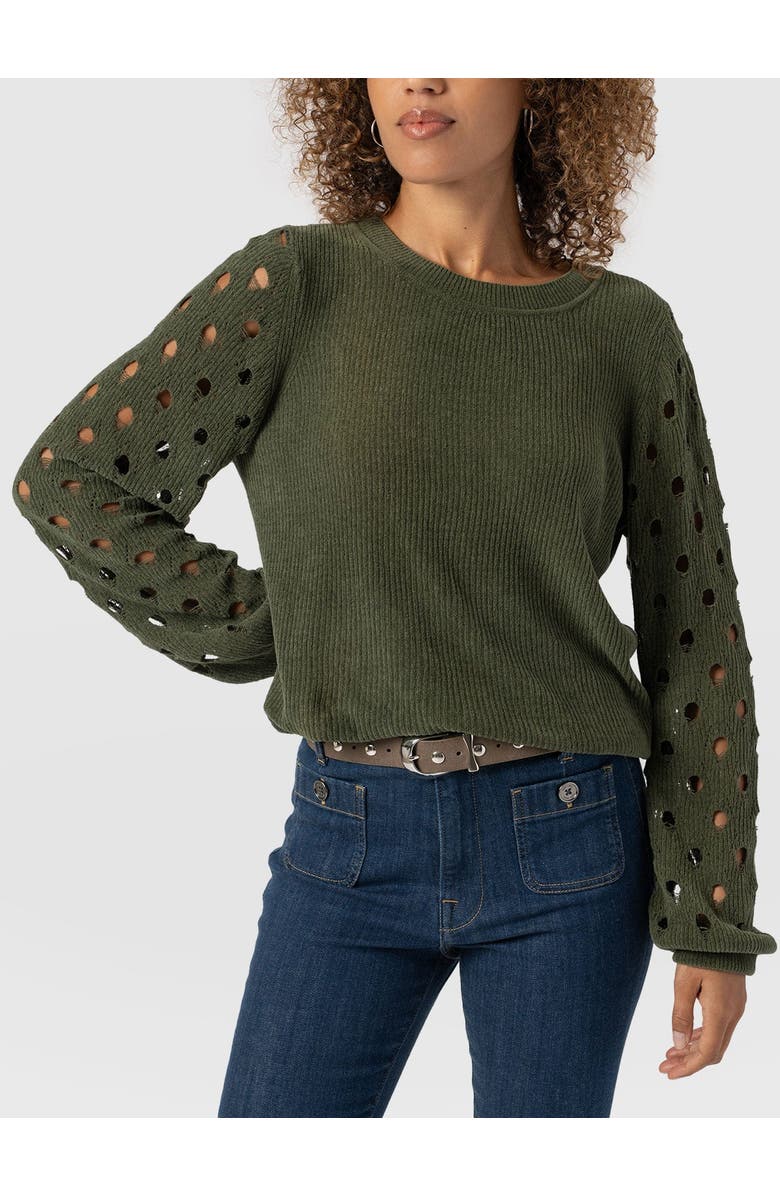 Saint + Sofia Suki Lace Hole Knit, Alternate, color, Green