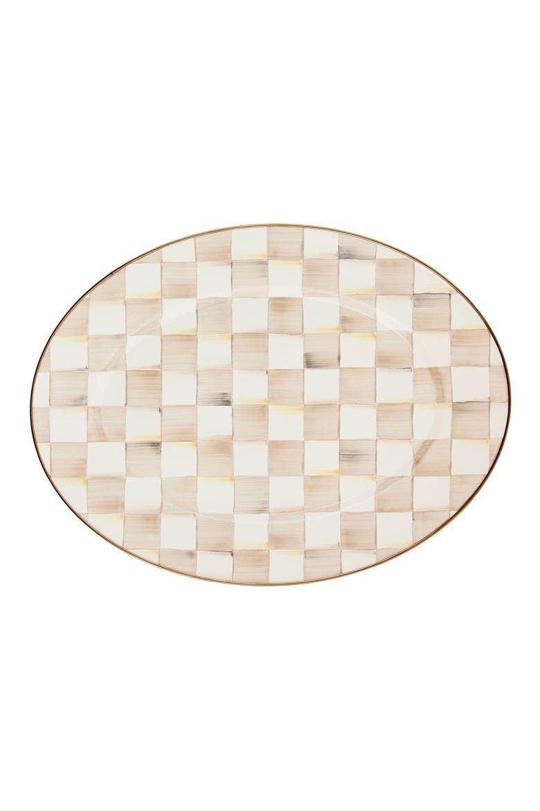 Medium Mocha Check Oval Platter, Main, color, MOCHA
