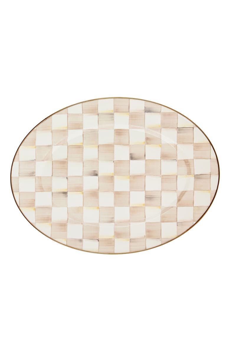 MACKENZIE CHILDS Medium Mocha Check Oval Platter, Main, color, Mocha