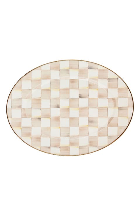 Medium Mocha Check Oval Platter