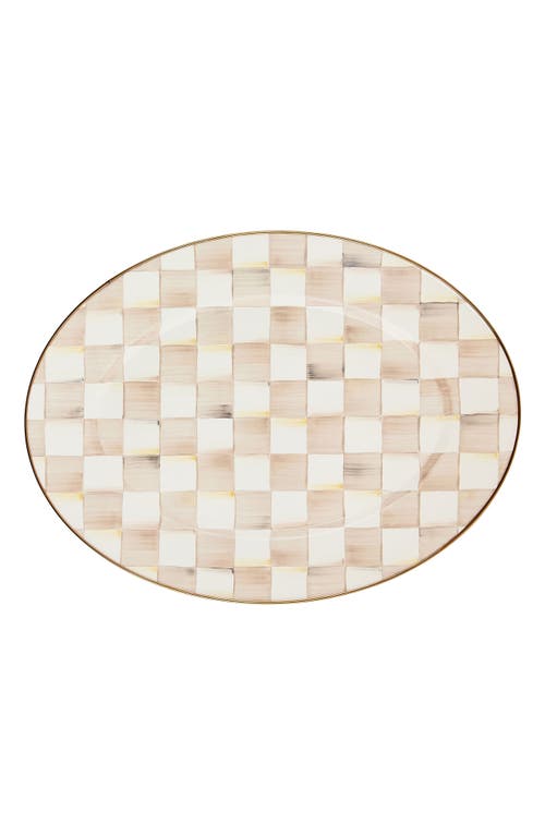 Mackenzie-childs Mackenzie Childs Medium Mocha Check Oval Platter In Neutral