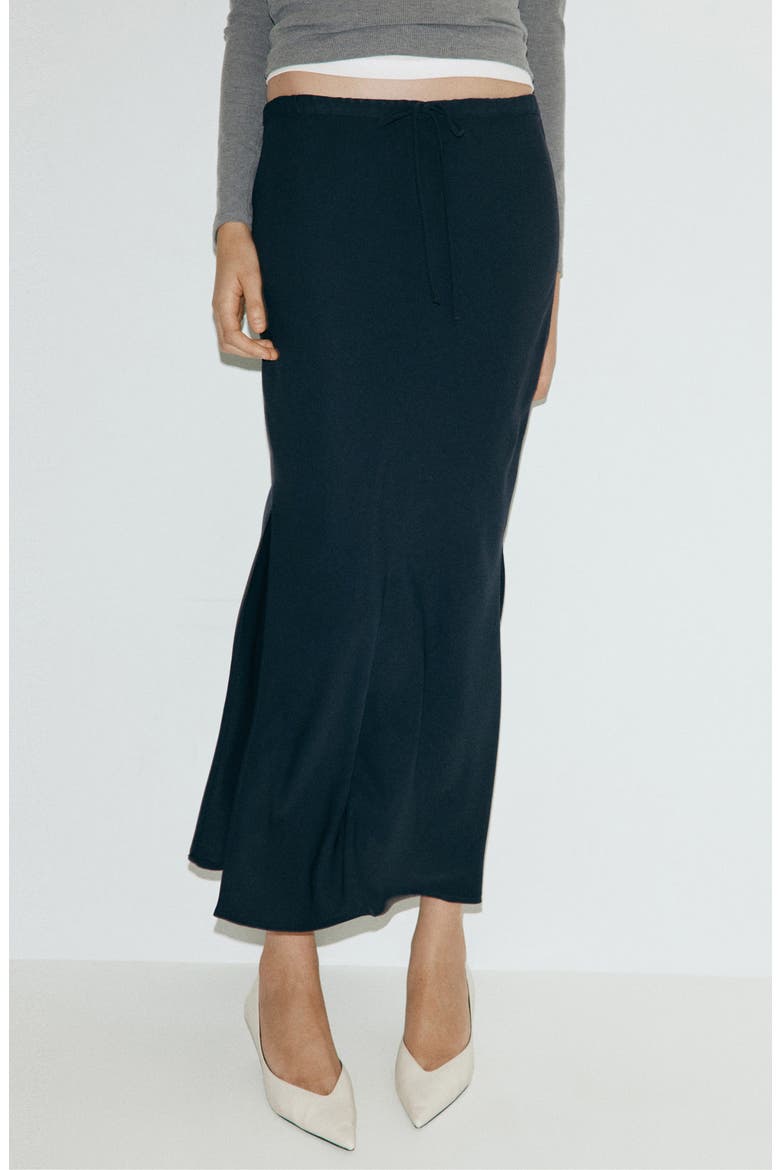 Drawstring Waist Maxi Skirt, Main, color, NAVY