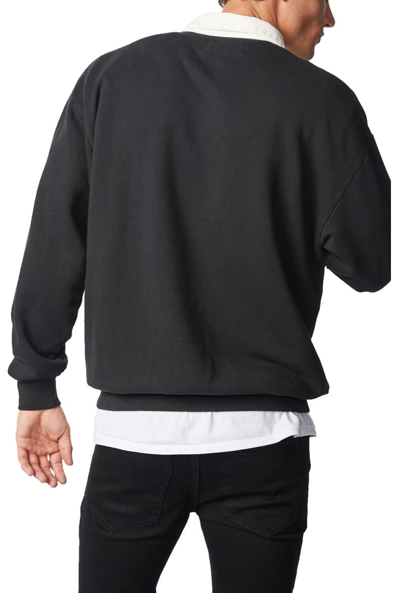 Contrast Polo Sweatshirt, Alternate, color, BLACK/ MILK