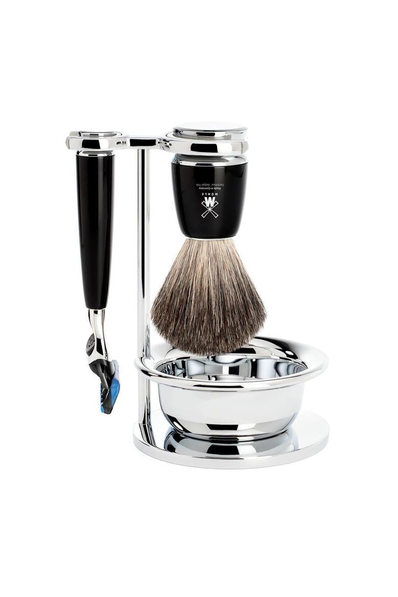 Rytmo Black 4-Piece Pure Badger & Fusion Shaving Set, Main, color, Black