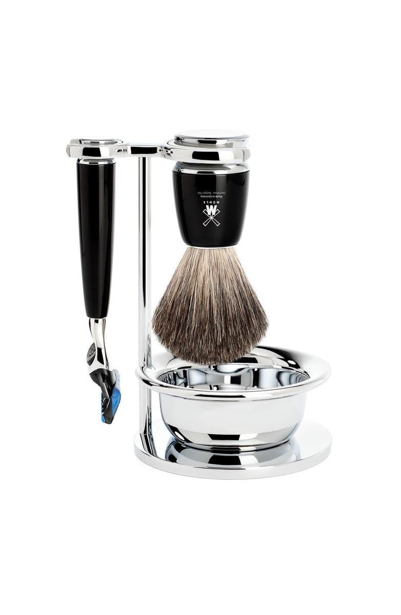 MÜHLE Rytmo Black 4-Piece Pure Badger & Fusion Shaving Set, Main, color, Black