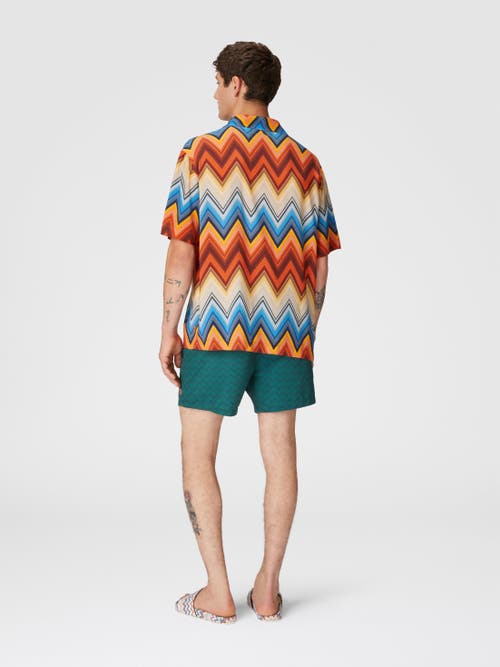 Missoni Viscose Bowling Shirt With Macro Zigzag And Breast Pocket In Orange