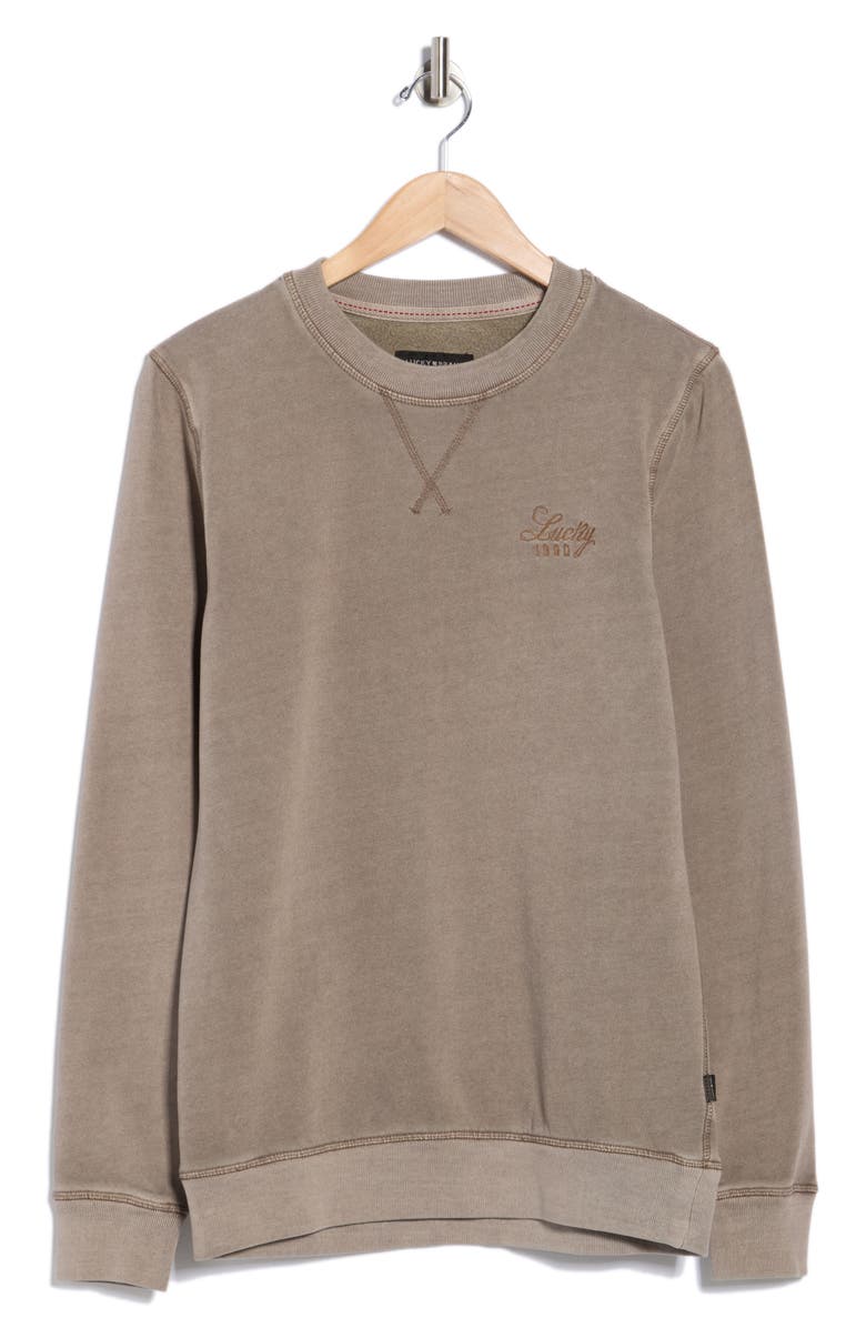 Lucky Brand Washed Logo Fleece Sweatshirt, Main, color, 