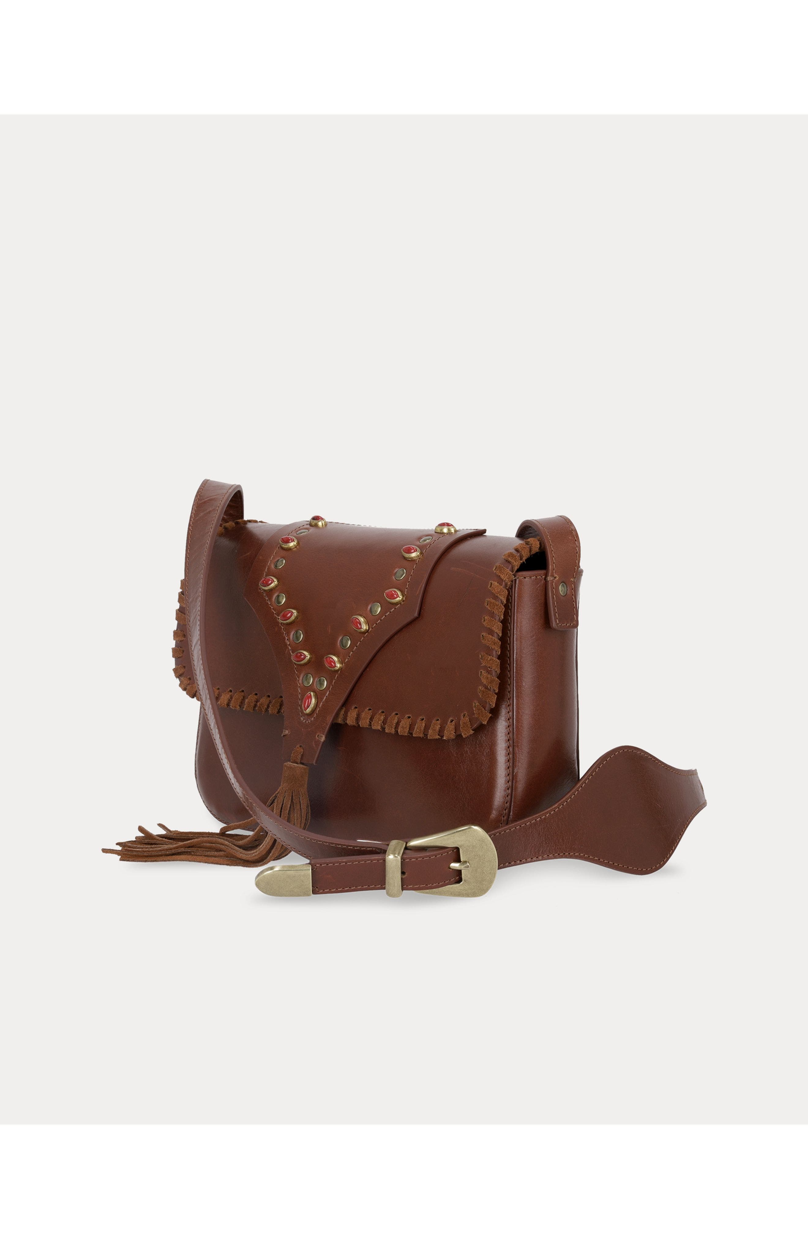 Fortela Kate Leather Handbag With Corals, Alternate, color, Brown