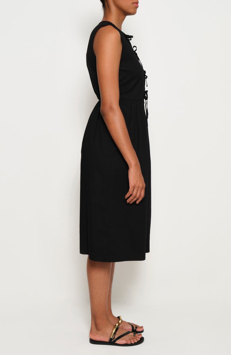 The Lulo Project Hortensia Tie Front Stretch Cotton Midi Dress, Alternate, color, 