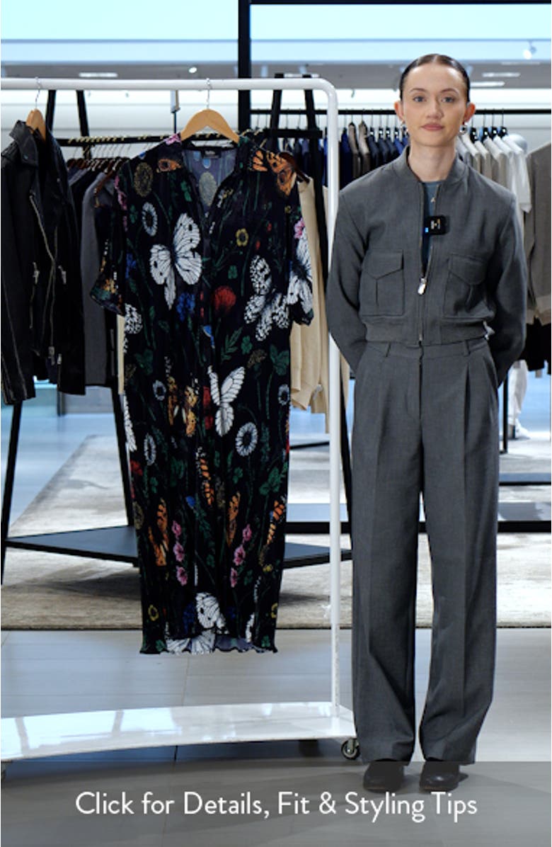 So Far So Good Print Plissé Satin Shirtdress, sales video thumbnail