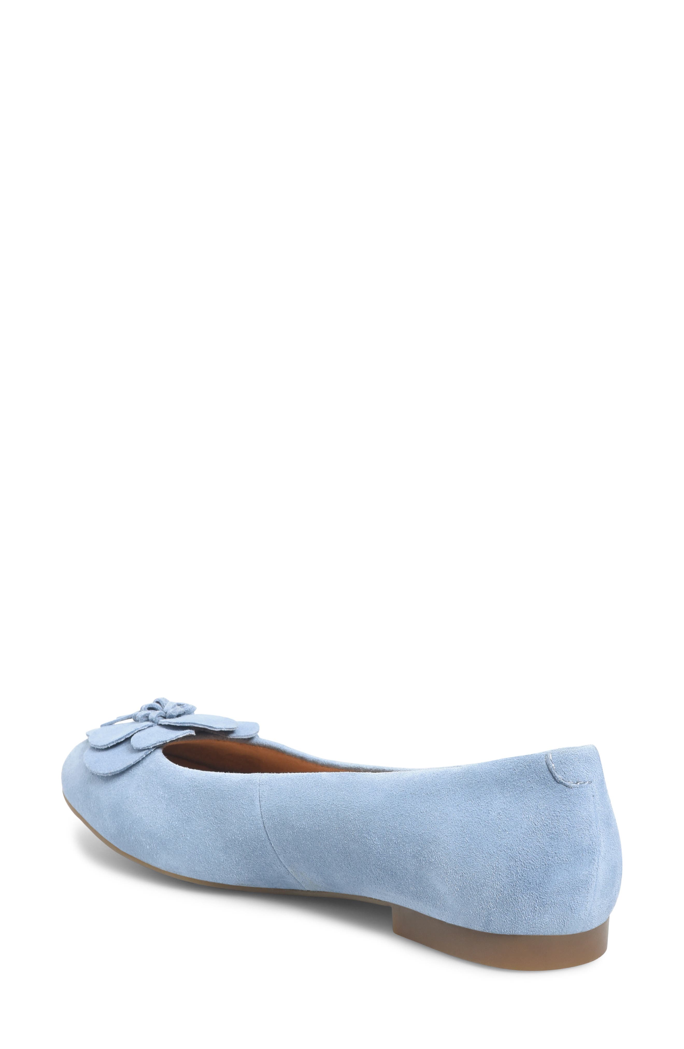 Børn Petula Flower Embellished Flat, Alternate, color, Light Blue Suede