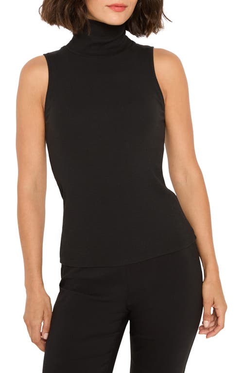 Nic + Zoe Nic+zoe Perfect Knit Sleeveless Rib Turtleneck Top In Black