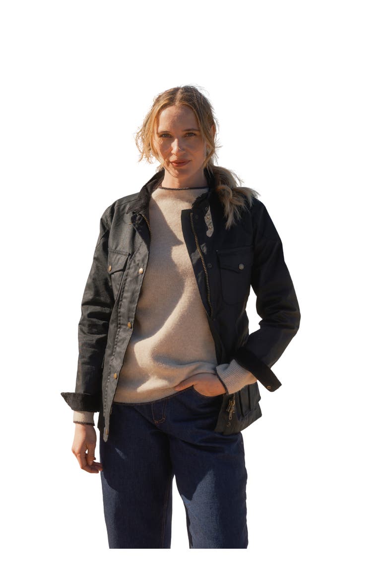 British Waxed Cotton Belted Jacket, Main, color, Black