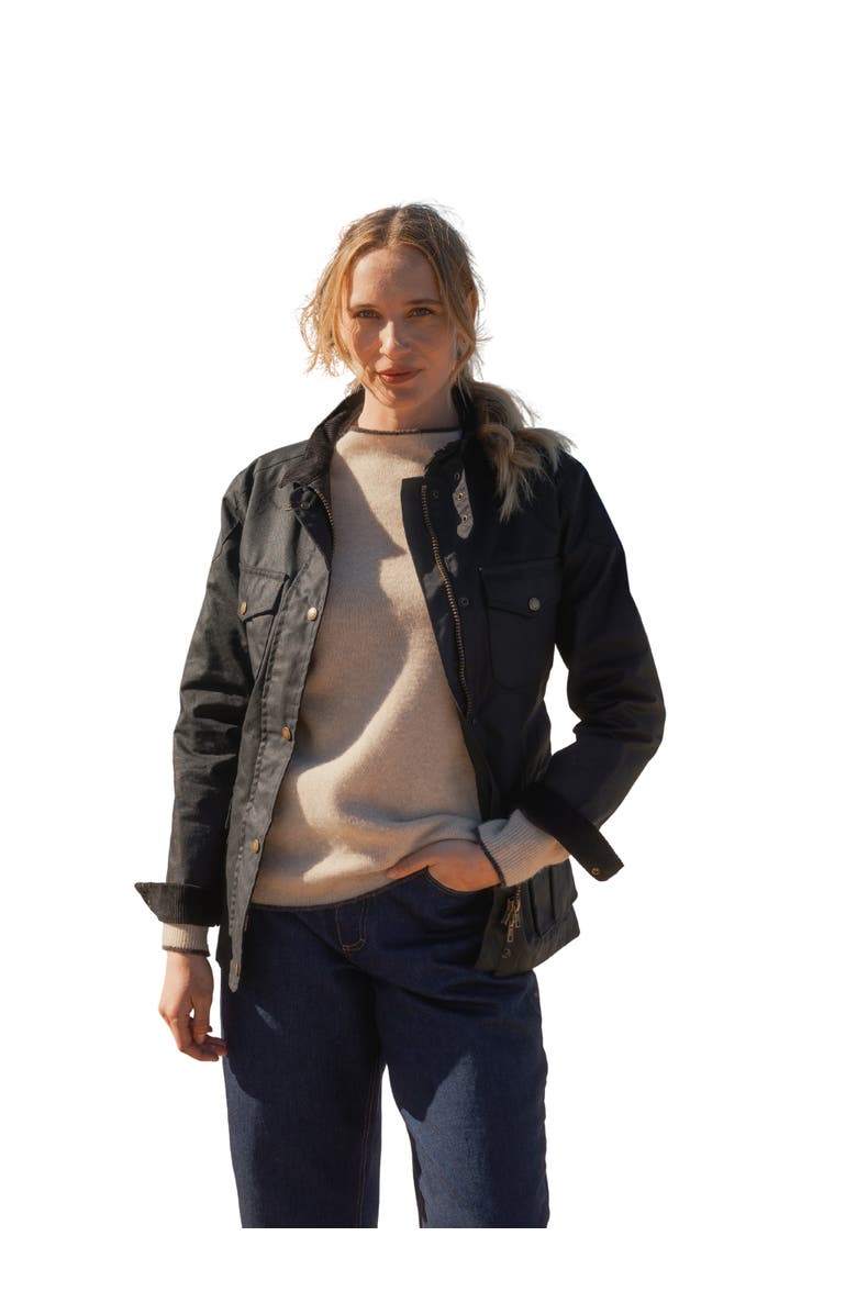 Celtic & Co. British Waxed Cotton Belted Jacket, Main, color, Black