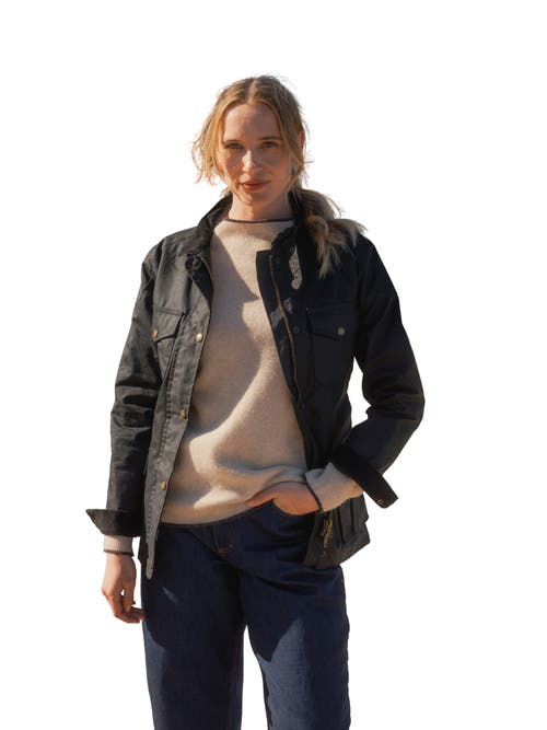 Celtic & Co. British Waxed Cotton Belted Jacket in Black at Nordstrom, Size 10