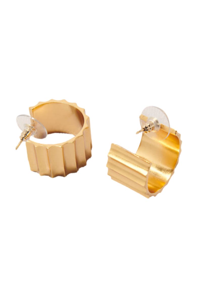 Tapered gold mini hoop earrings, Alternate, color, Gold