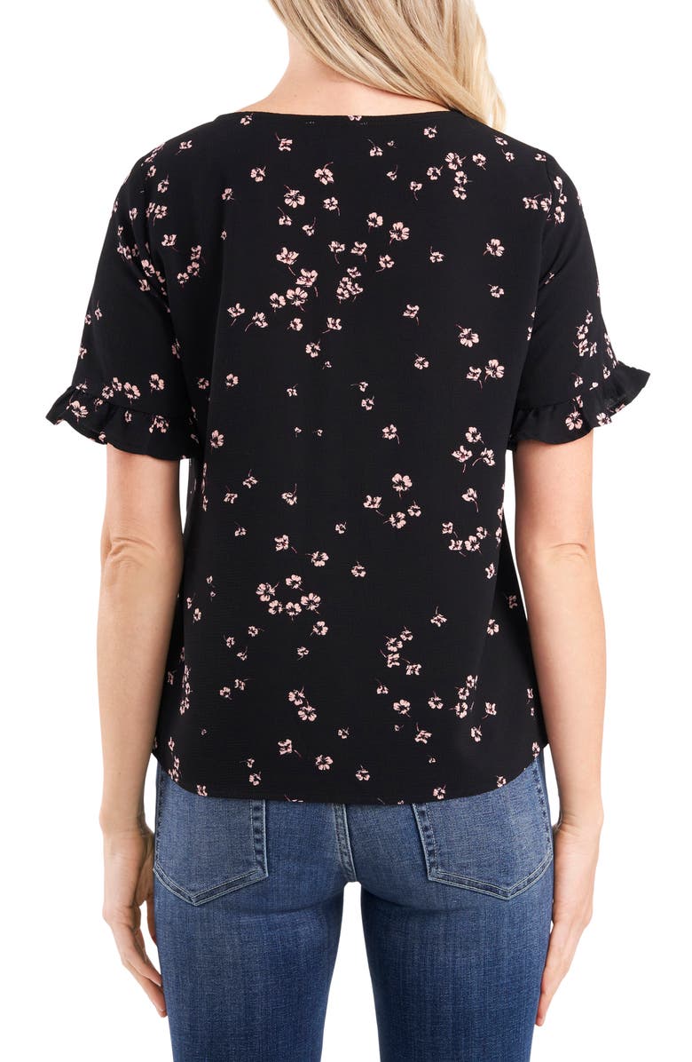 CeCe Cascading Floret Ruffle Sleeve Crepe Blouse, Alternate, color, 