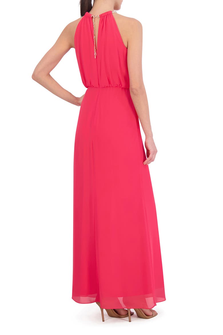 Chain Detail Blouson Gown, Alternate, color, CHERRY