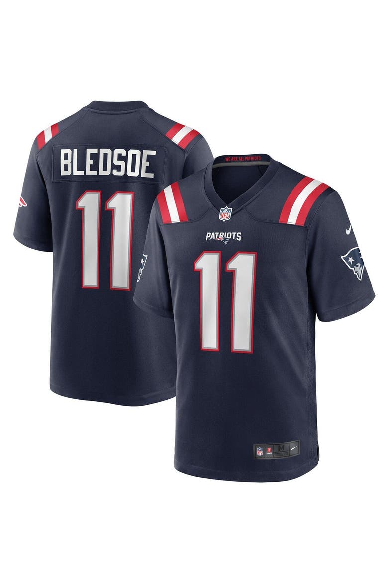 Men's Nike Drew Bledsoe Navy New England Patriots Game Retired Player Jersey, Main, color, Navy