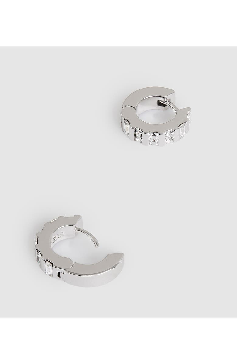 Reiss Sadie Crystal Huggie Hoop Earrings, Alternate, color, Silver Tone/ Clear Crystal