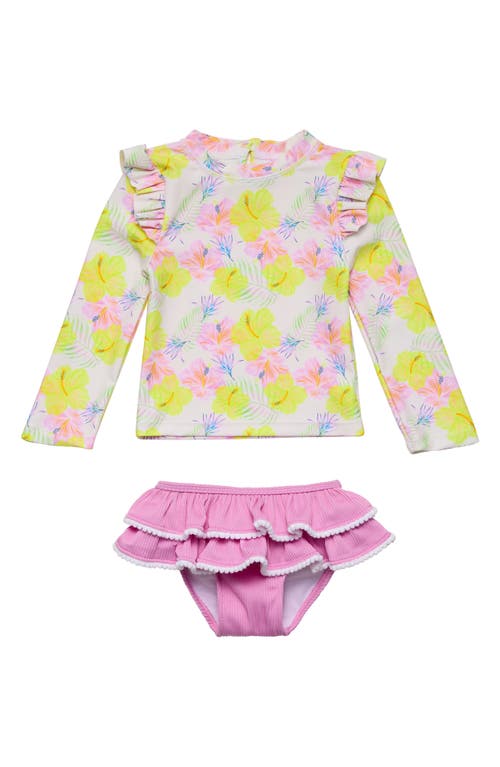 Snapper Rock Babies' Ruffle Long Sleeve Upf 50+ Two-piece Swimsuit In Multi