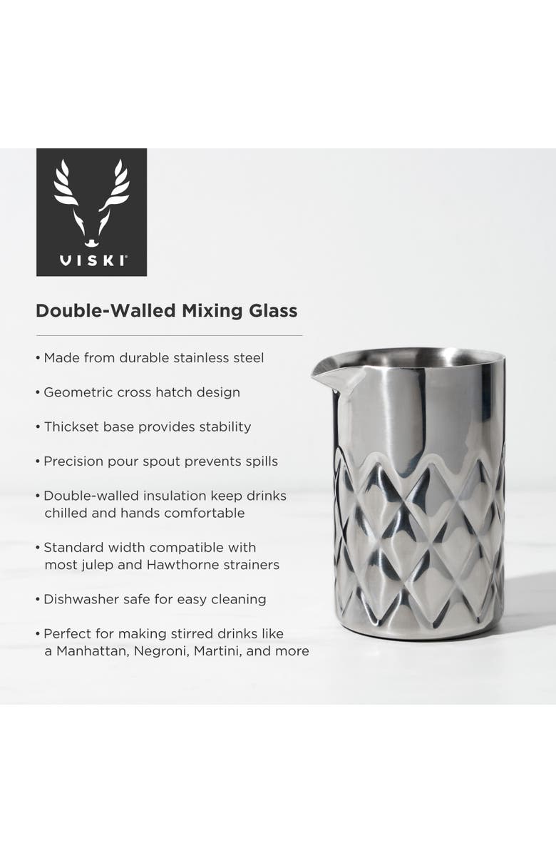 Viski Admiral Double Walled Mixing Glass in in Stainless Steel, Alternate, color,