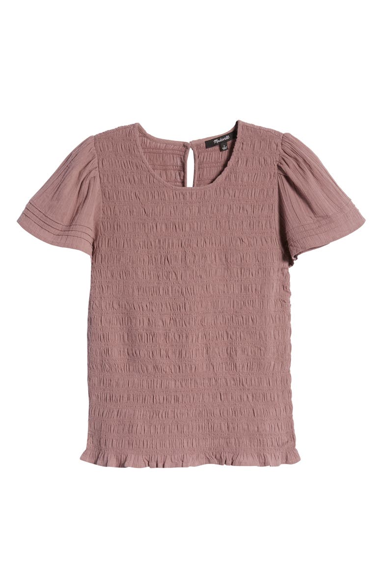 Madewell Lucie Flutter Sleeve Smocked Bodice Top, Alternate, color,