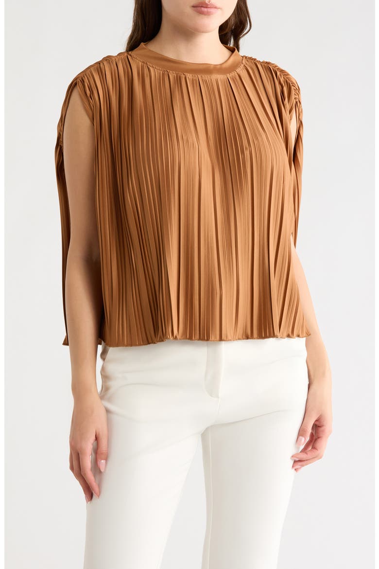 Olivia Sleeveless Pleated Cape Top, Main, color, RUST