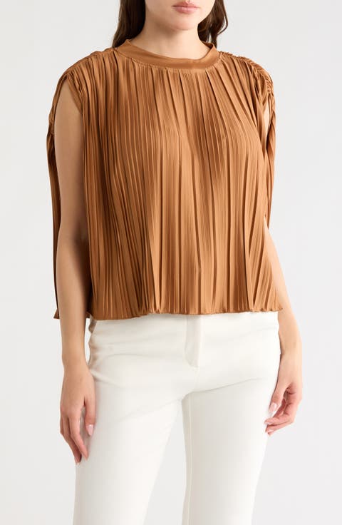 Olivia Sleeveless Pleated Cape Top