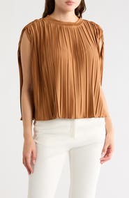 LBLC the label Olivia Sleeveless Pleated Cape Top