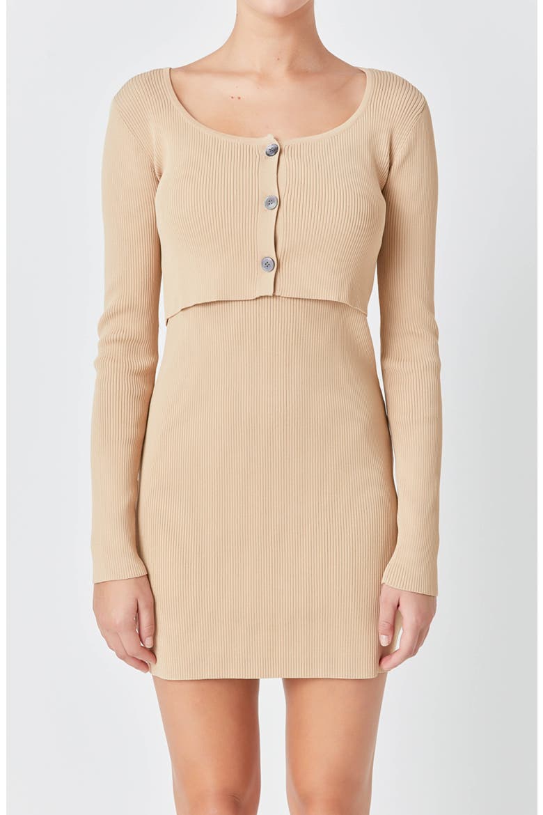 Ribbed Cropped Cardigan, Alternate, color, CAMEL