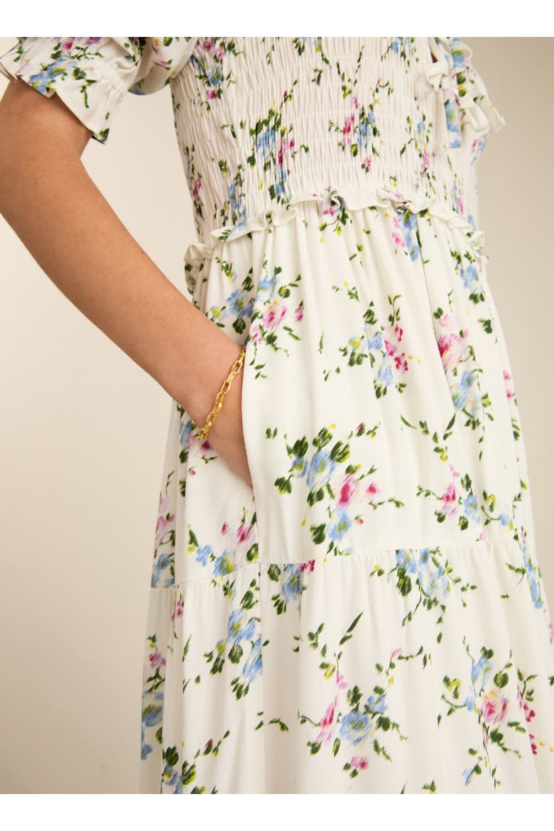 Melania smock Midi dress, Alternate, color, White bouquet