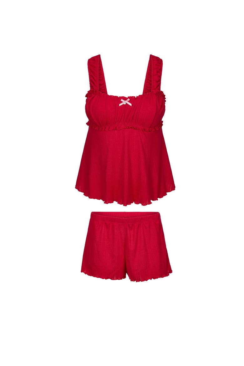 Leanore Tank & Shorts Pajama Set, Alternate, color, Open Red