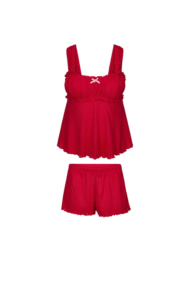 Adore Me Leanore Tank & Shorts Pajama Set, Alternate, color, Open Red