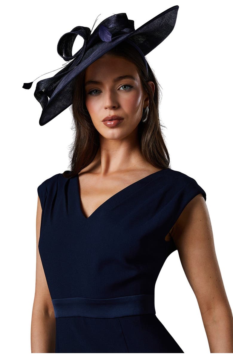 Coast Satin Back Crepe Peplum Dress, Alternate, color, Navy