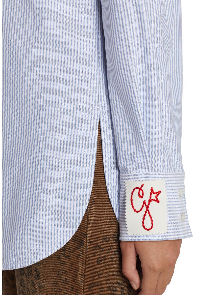 Stripe Cotton Button-Up Shirt, Alternate, color, WHITE INFINITY