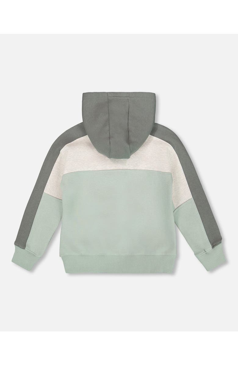 Deux par Deux Full Zip Fleece Color Block Sweatshirt, Alternate, color, Green Gray