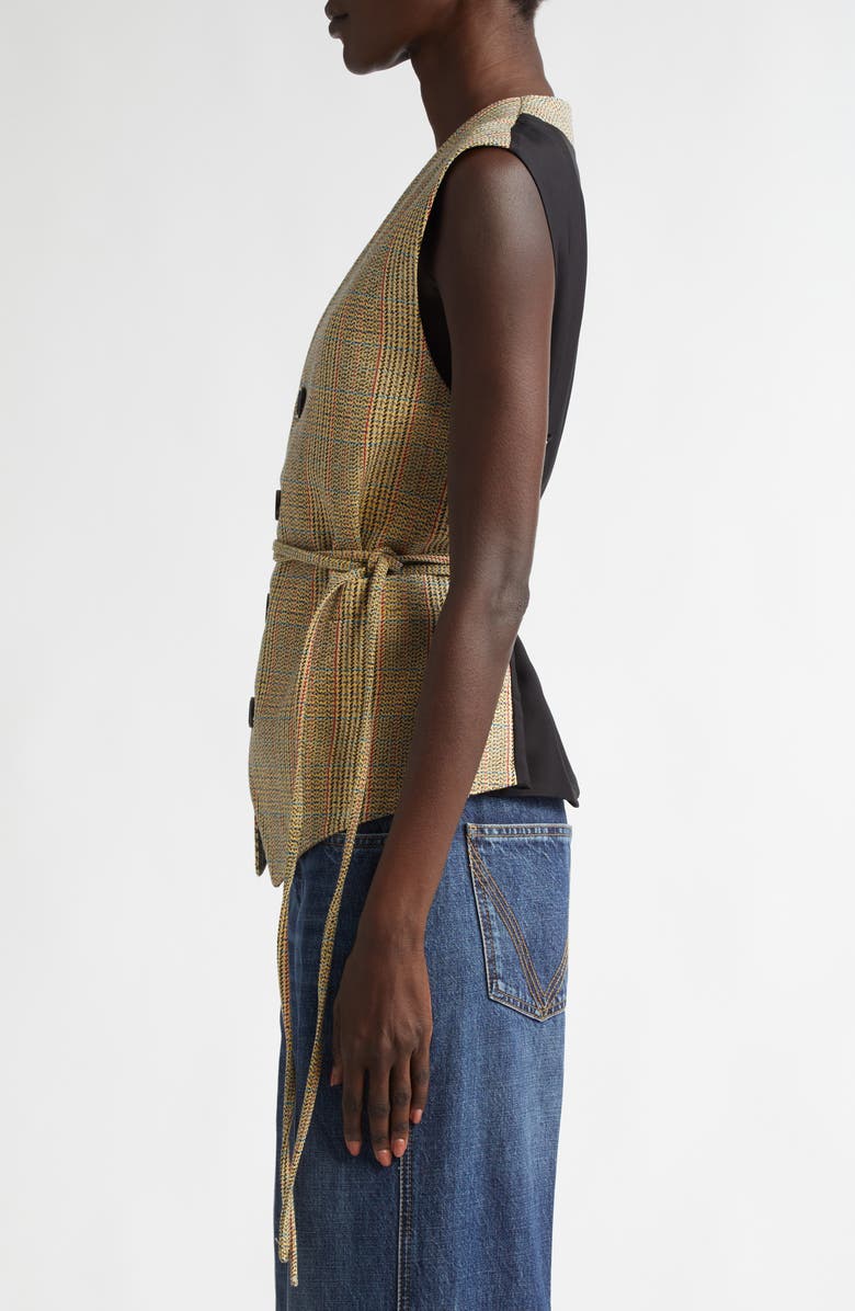 Bottega Veneta Distorted Prince of Wales Belted Vest, Alternate, color, 