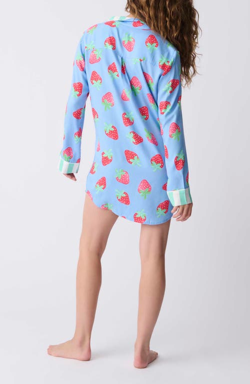 Pj Salvage Farmer Long Sleeve Sleep Shirt In Bright Blue