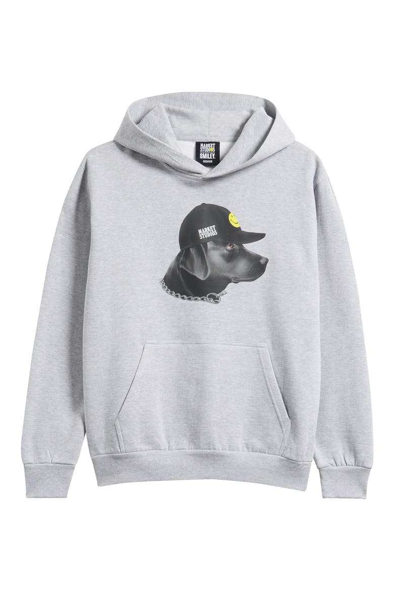 SMILEY® Dog Got Style Cotton Blend Graphic Hoodie, Alternate, color, ASH GREY