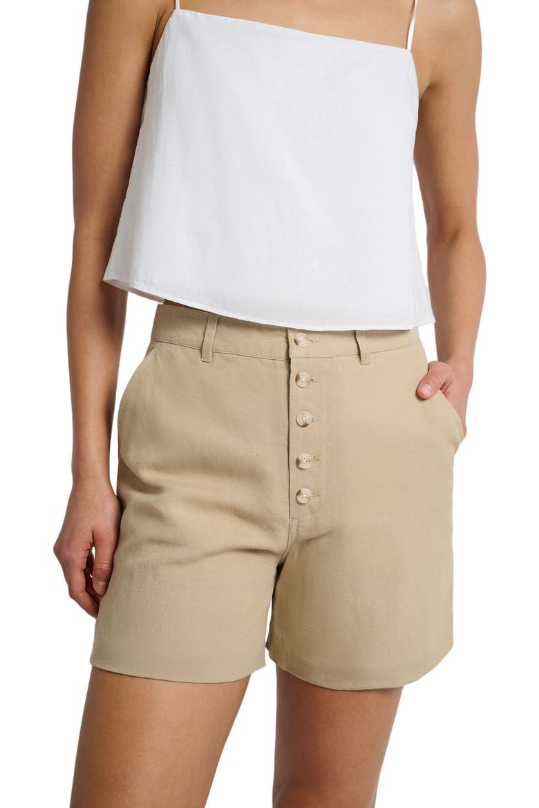 Air Linen Boyfriend Short, Alternate, color, JUTE