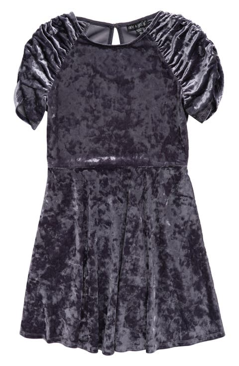 Kids' Crushed Velvet Cinched Sleeve Dress (Big Girls)