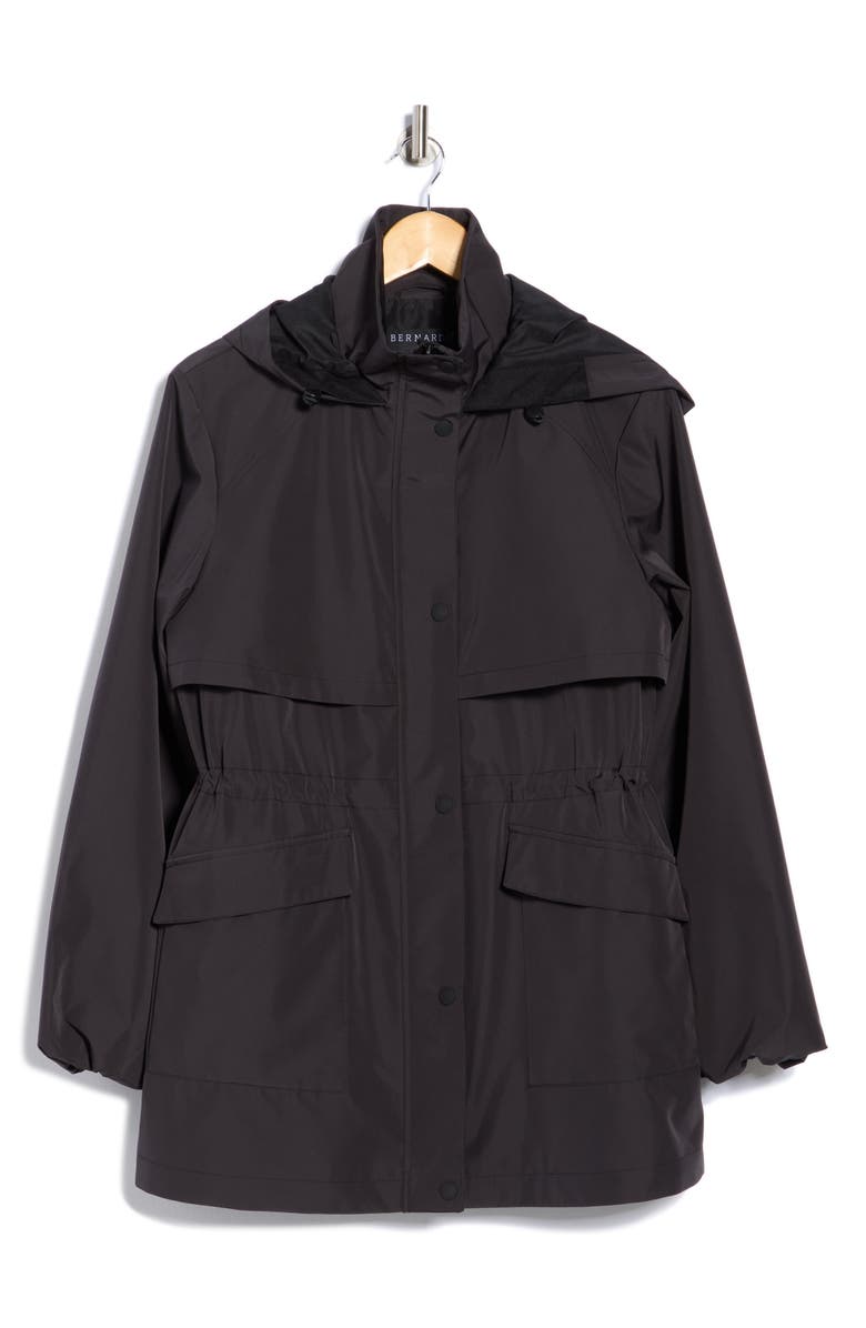 Bernardo Hooded Long Raincoat, Alternate, color, Black