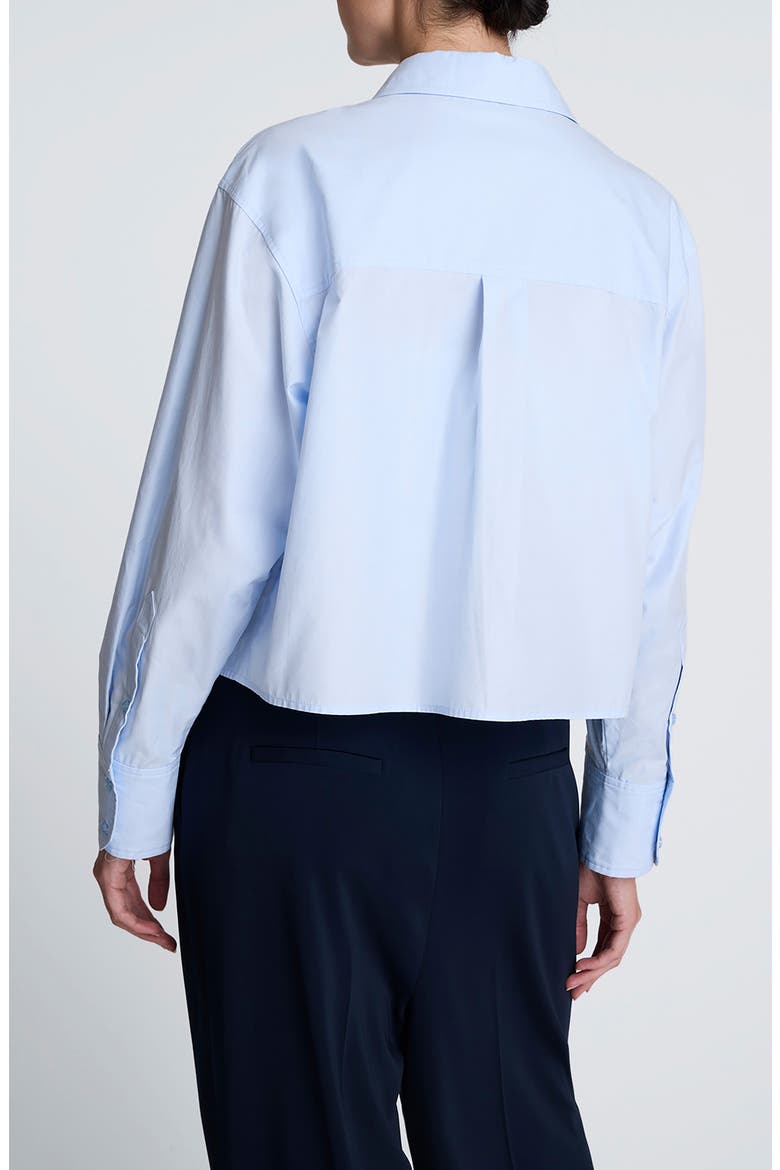 Stripe Crop Tuxedo Button-Up Shirt, Alternate, color, CLOUD BLUE
