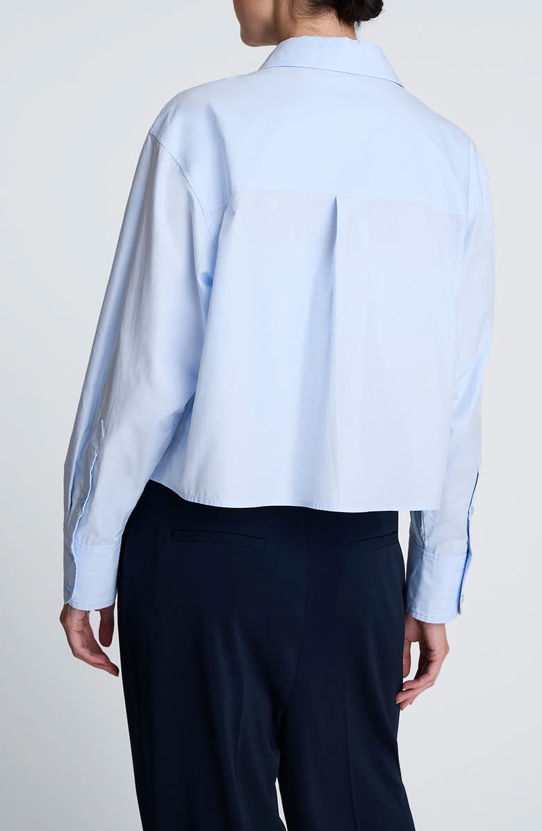 Kenneth Cole Stripe Crop Tuxedo Button-Up Shirt, Alternate, color, Cloud Blue