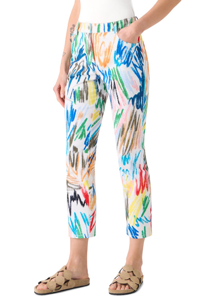 Akris punto Maru Scribble Print Tapered Leg Ankle Jeans, Alternate, color, Cream-Multi