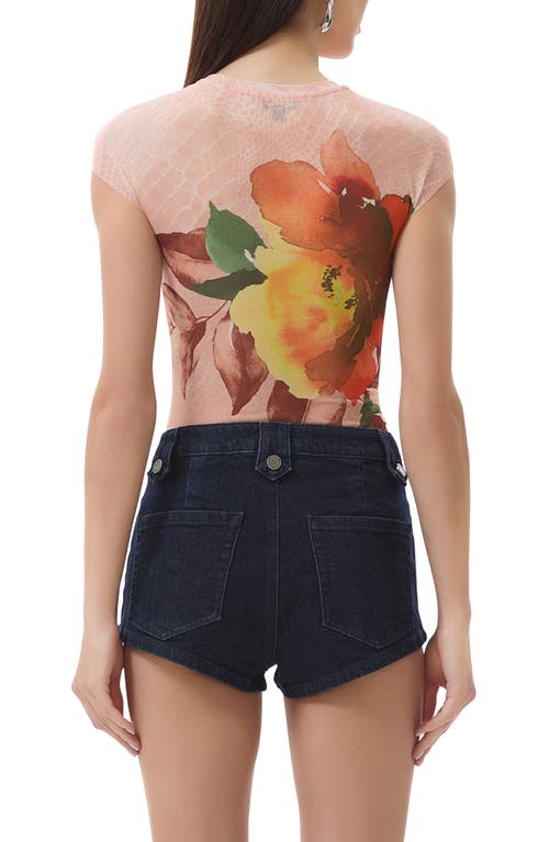 Afrm Nina Print Cap Sleeve Mesh Top