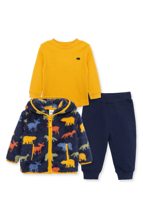 Woodland Fleece Hooded Zip Jacket, Thermal T-Shirt & Joggers Set (Baby)