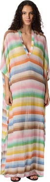 Missoni Long Caftan Cover-up With Dégradé Zigzag Motif