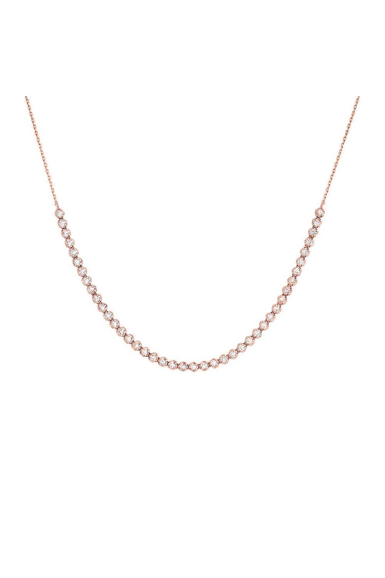 Diamond Thin Half Tennis Necklace 14K, Main, color, 14K Rose Gold